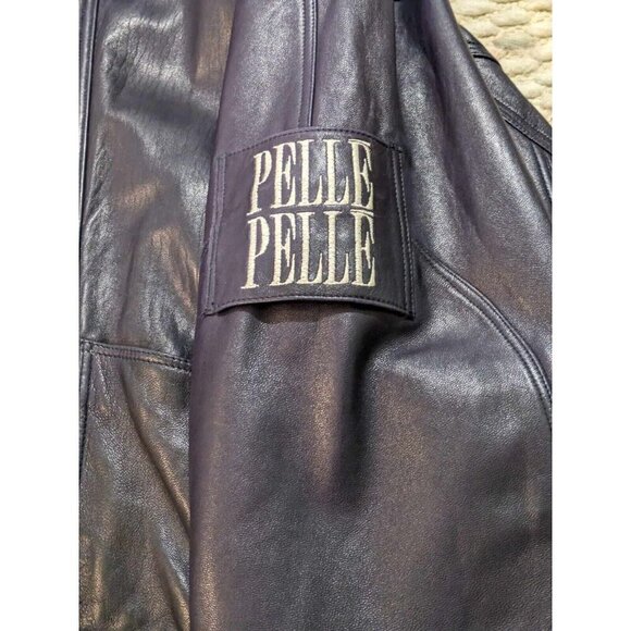 Vintage Marc Buchanan Pelle Pelle Mens Size 40 Global 1994 Navy Leather Trench - Picture 10 of 15